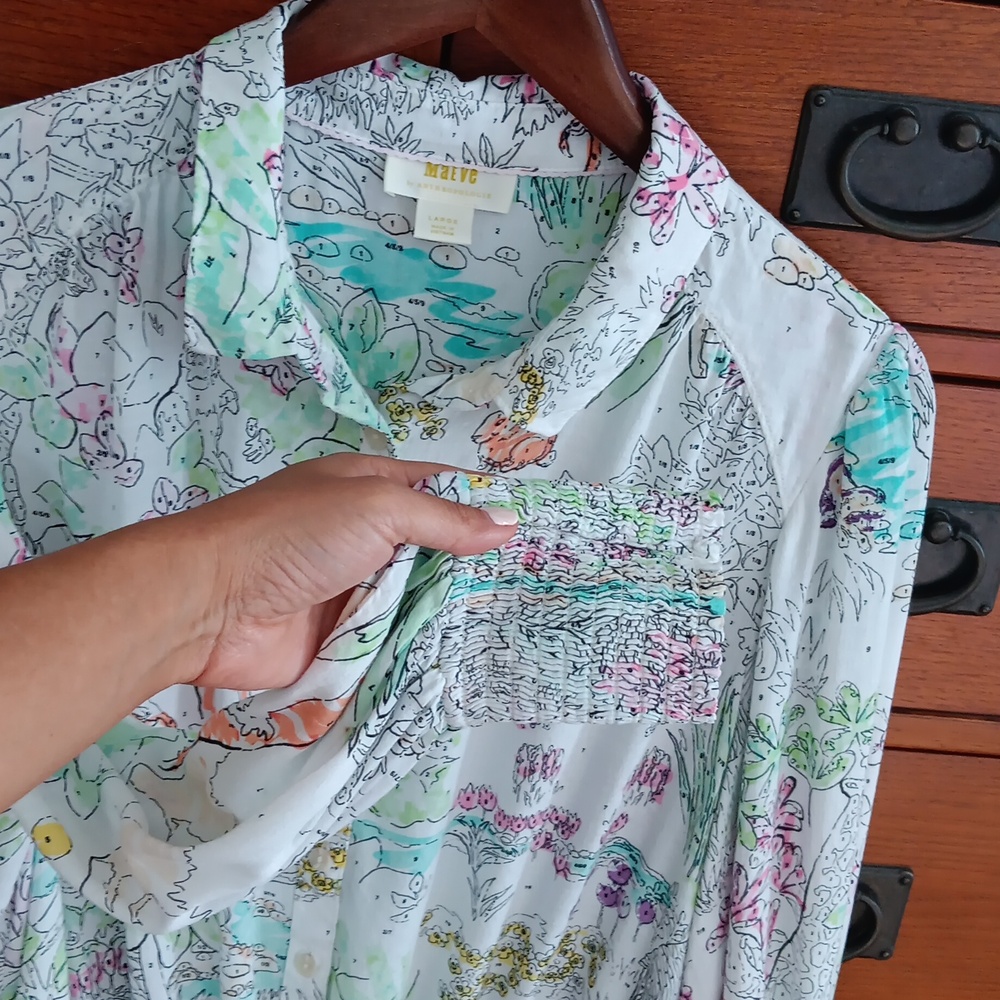 Anthropologie Maeve Paint By Numbers blouse, Large, Excellent Used Condition - Picture 4 of 11